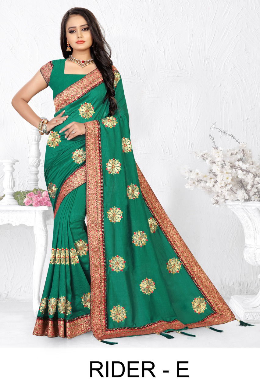 Ronisha Rider Latest Fancy  Fastive Wear Designer Vichitra Silk Saree Collection